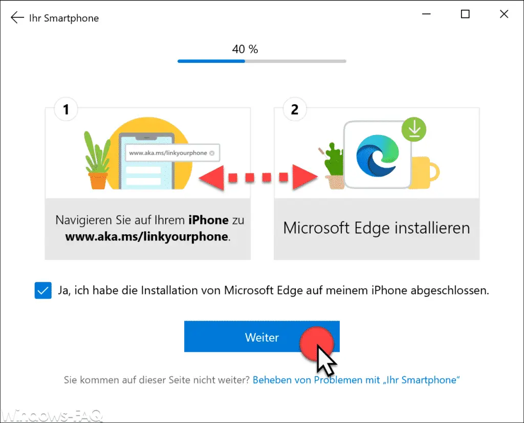 Pair your smartphone with Windows 10 and install Edge