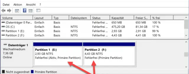 2 NTFS partitions