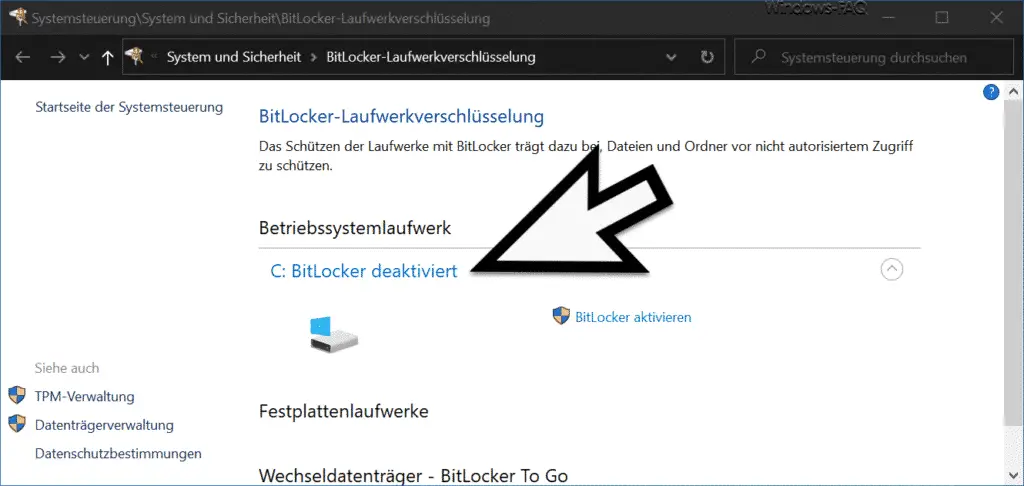 Bitlocker deactivated