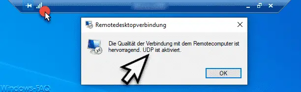 The quality of the connection to the remote computer is excellent. UDP is activated.