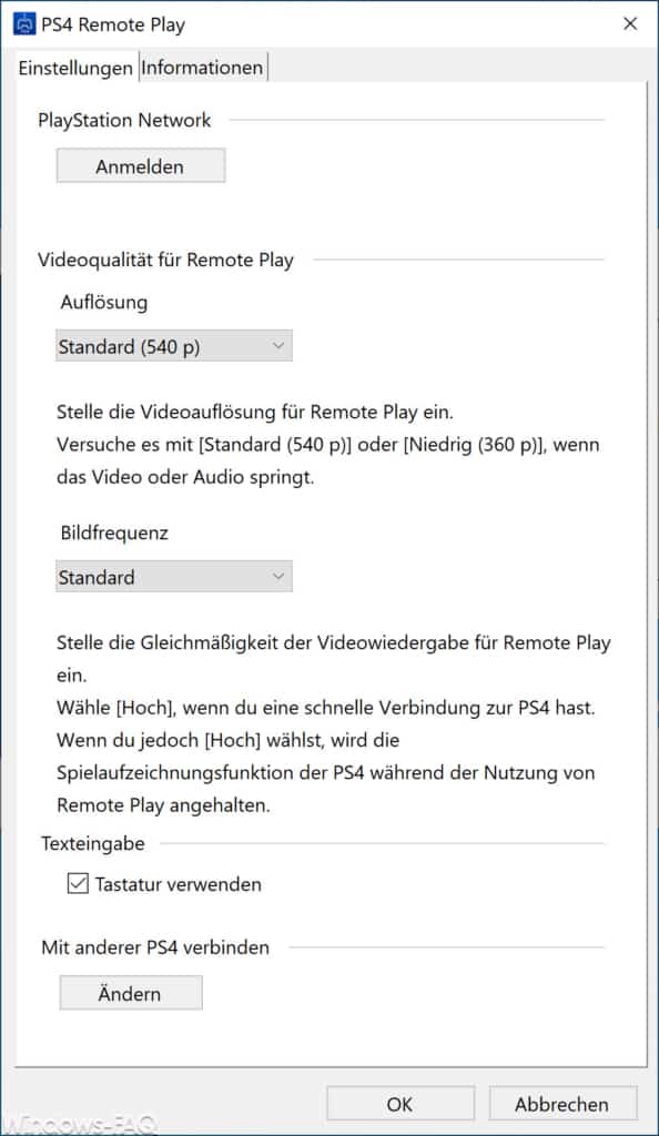 PS4 Remote Play Settings Windows