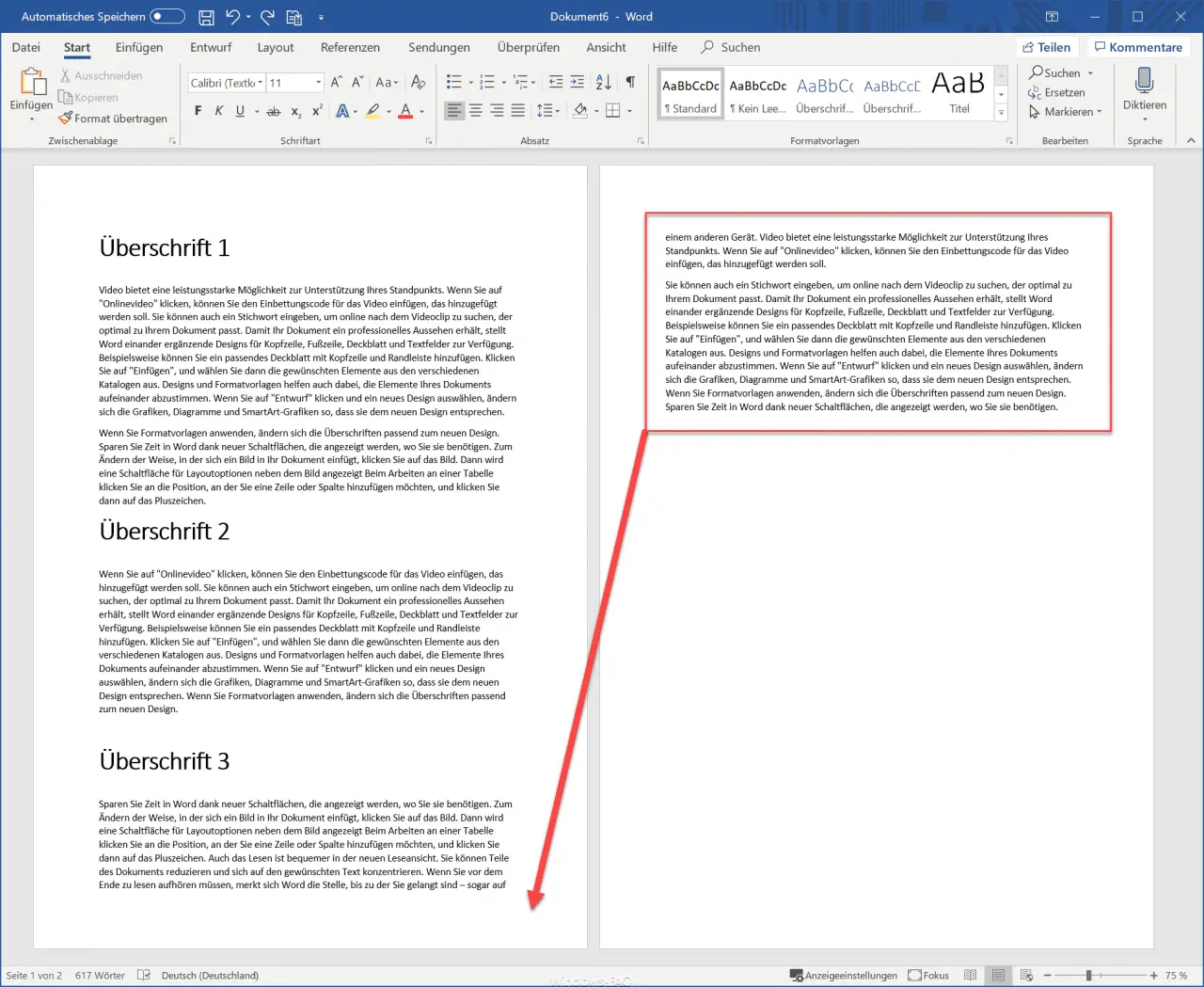 Word Combine 2 pages of text on one page