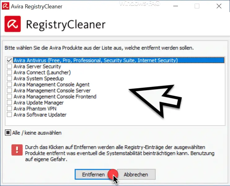 Avira RegistryCleaner