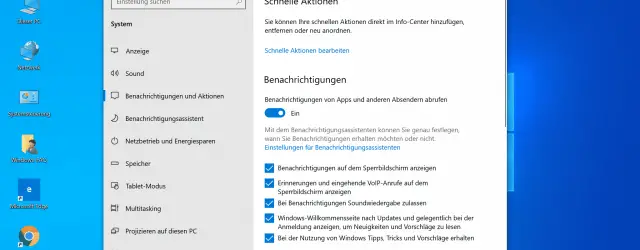Notifications and actions Windows 10