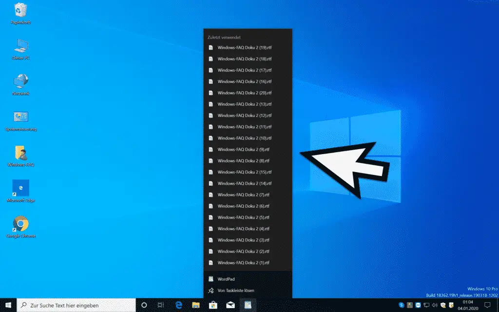 Jump list expand Windows 10