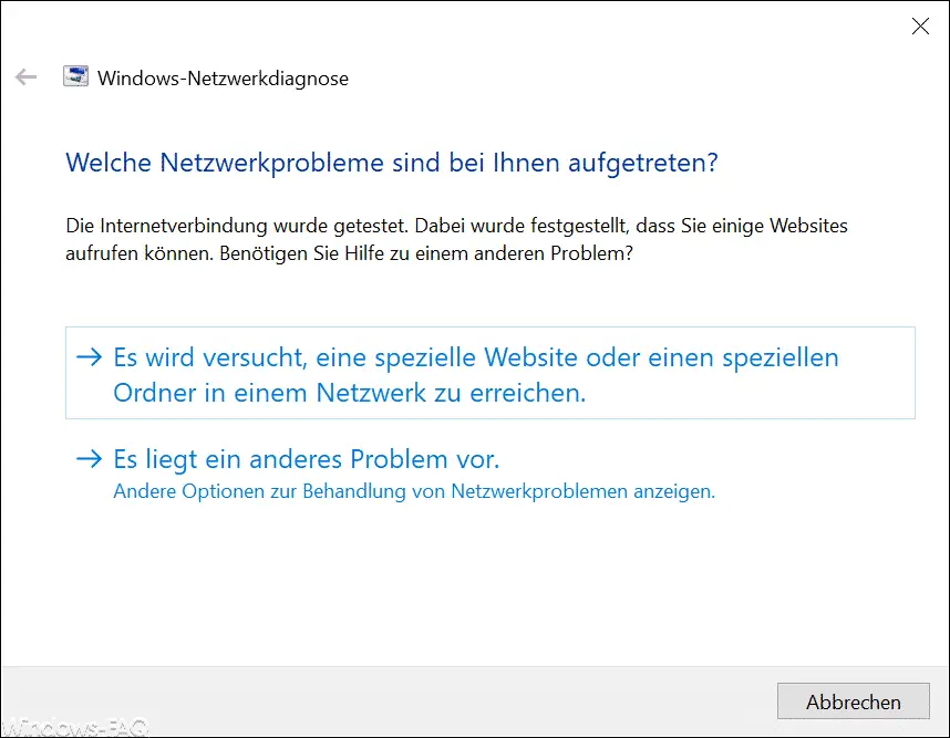 Windows network diagnostics