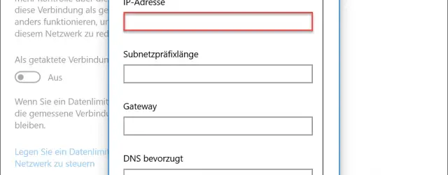 Enter the IP address, subnet, GW and DNS