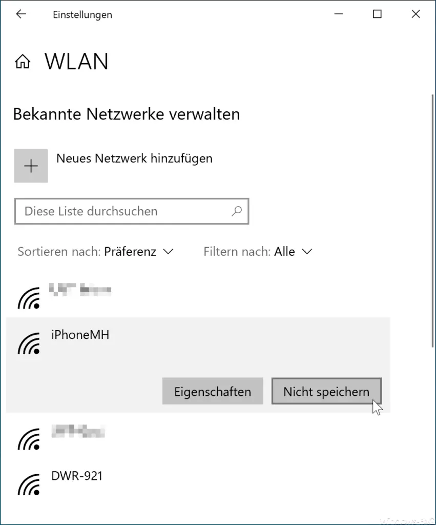 Do not save WLAN