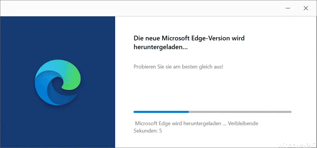 Downloading the new version of Microsoft Edge ...