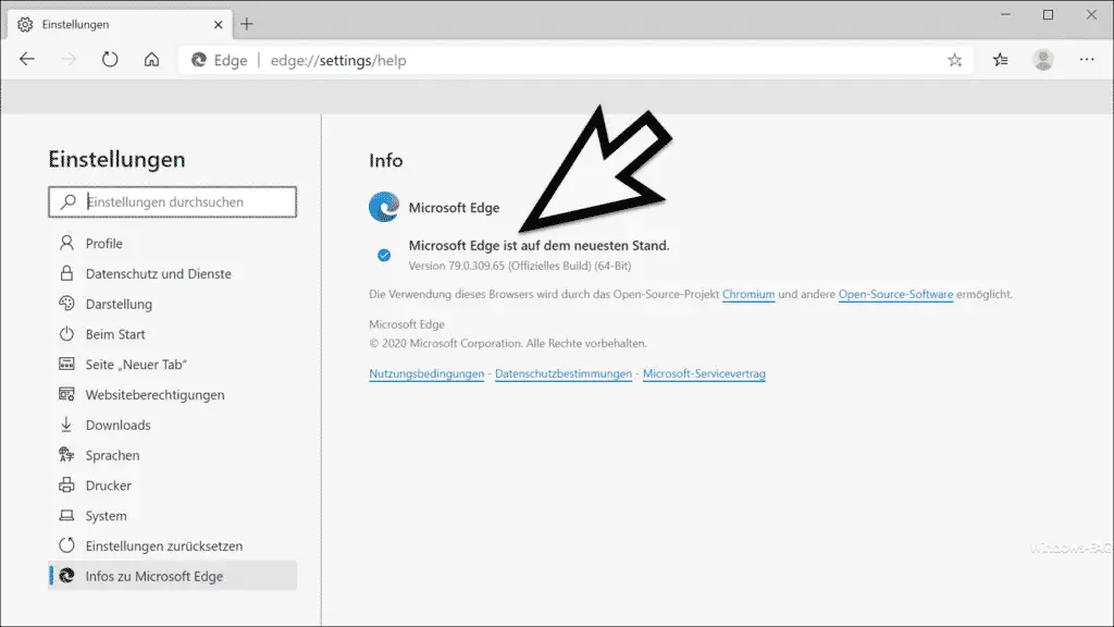 Edge Chromium version 79.0.309.65