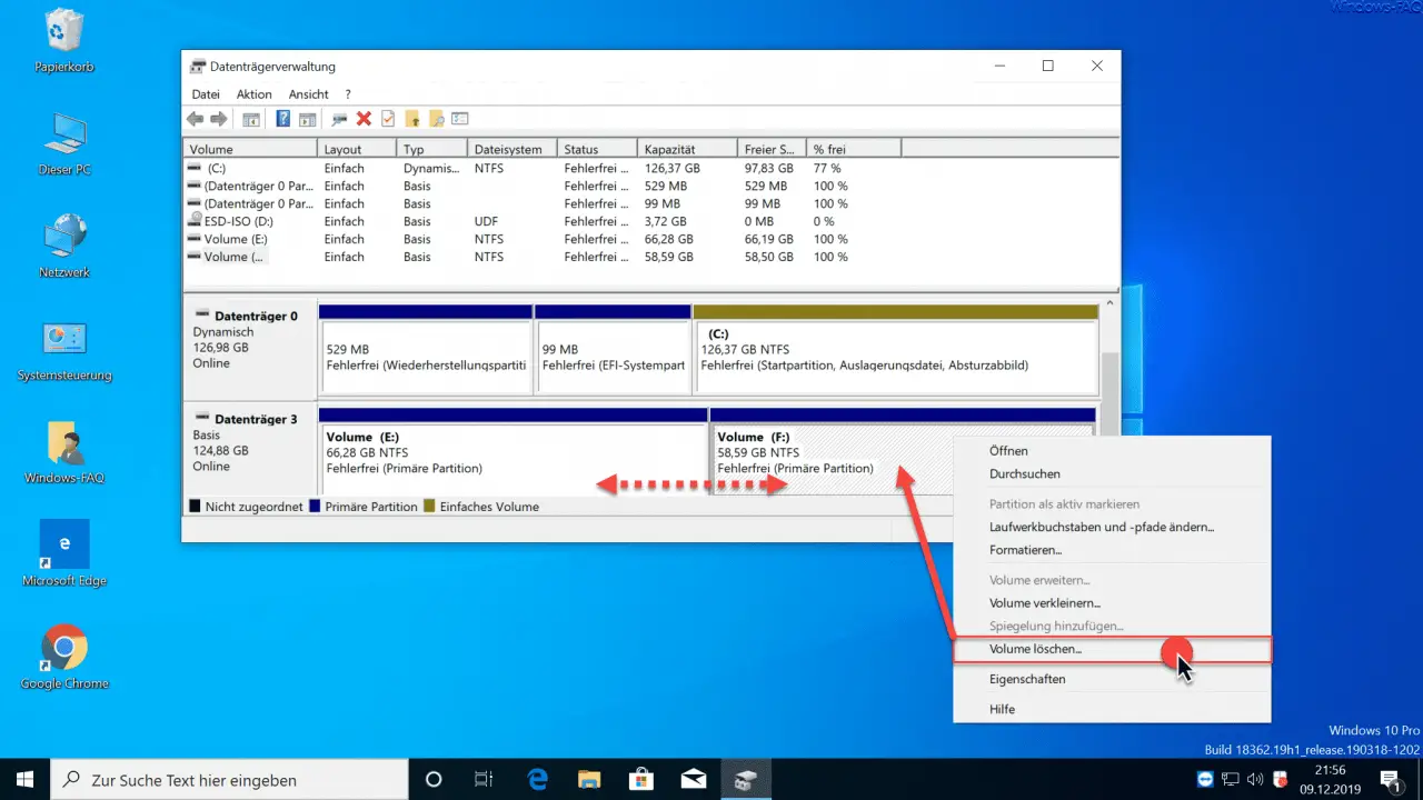 Merge volumes and delete free volume