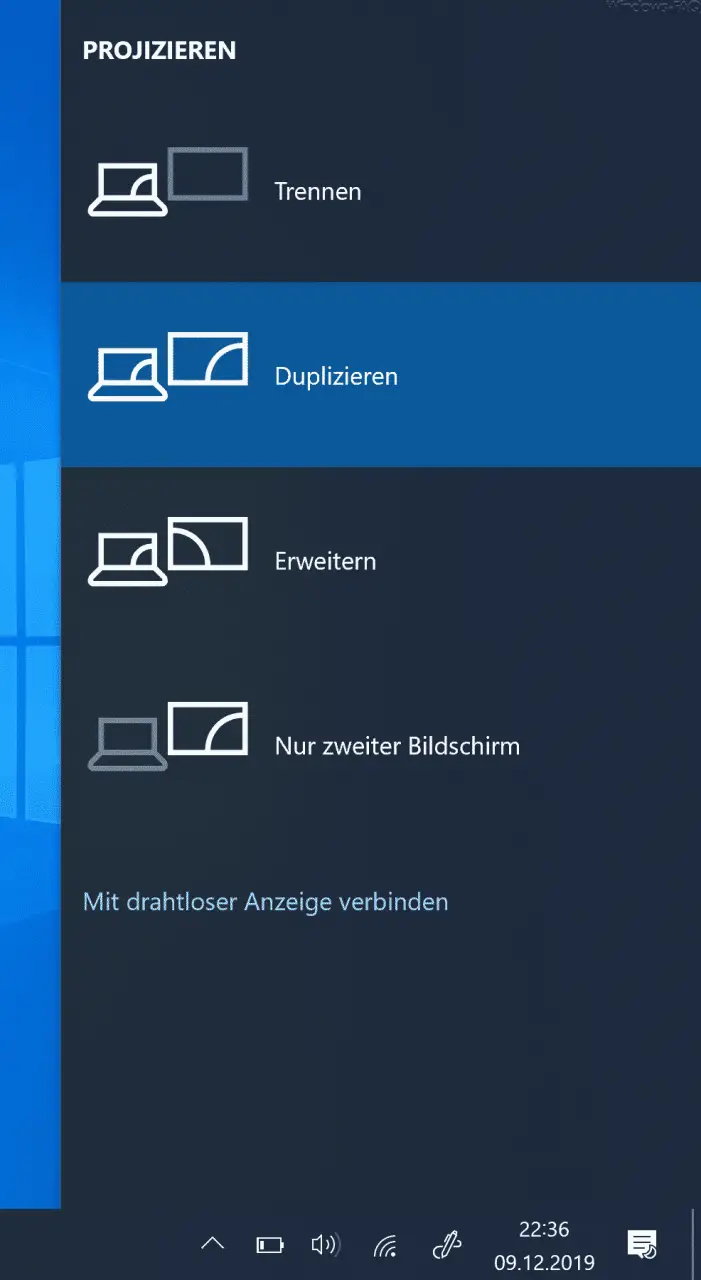 Change projection mode for TV display