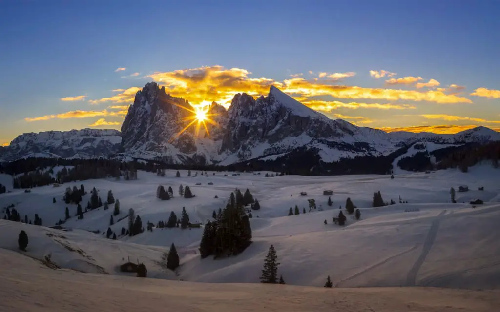 Mountain, winter, Dolomites, Alpe di Siusi