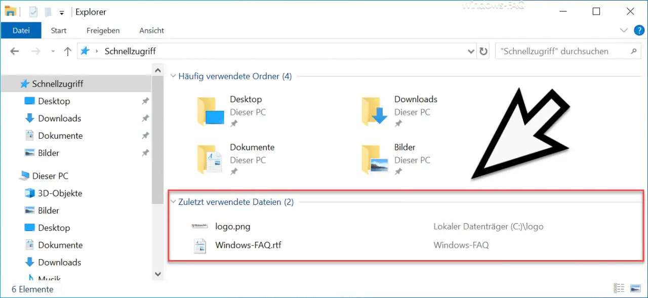 Recently used files in Windows Explorer