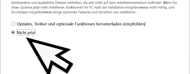 Download updates, drivers, and optional features - not now