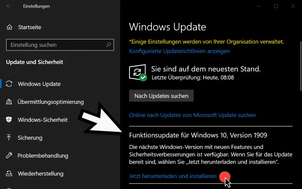 Function update for Windows 10 version 1909