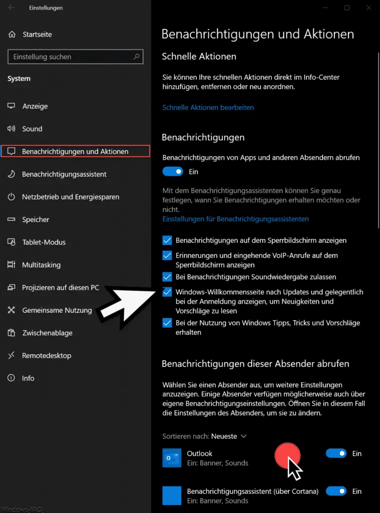 Notifications changes Windows 10 version 1909