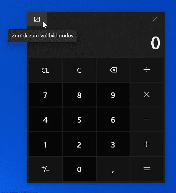 Calculator back to full screen mode