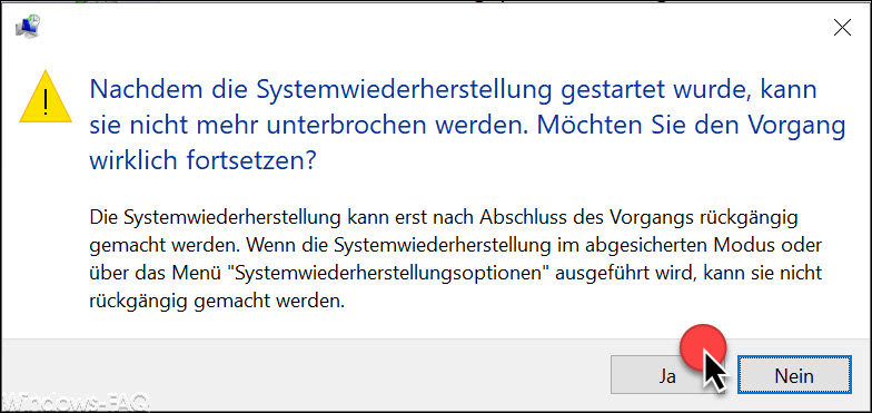 After System Restore has started, it cannot be interrupted.