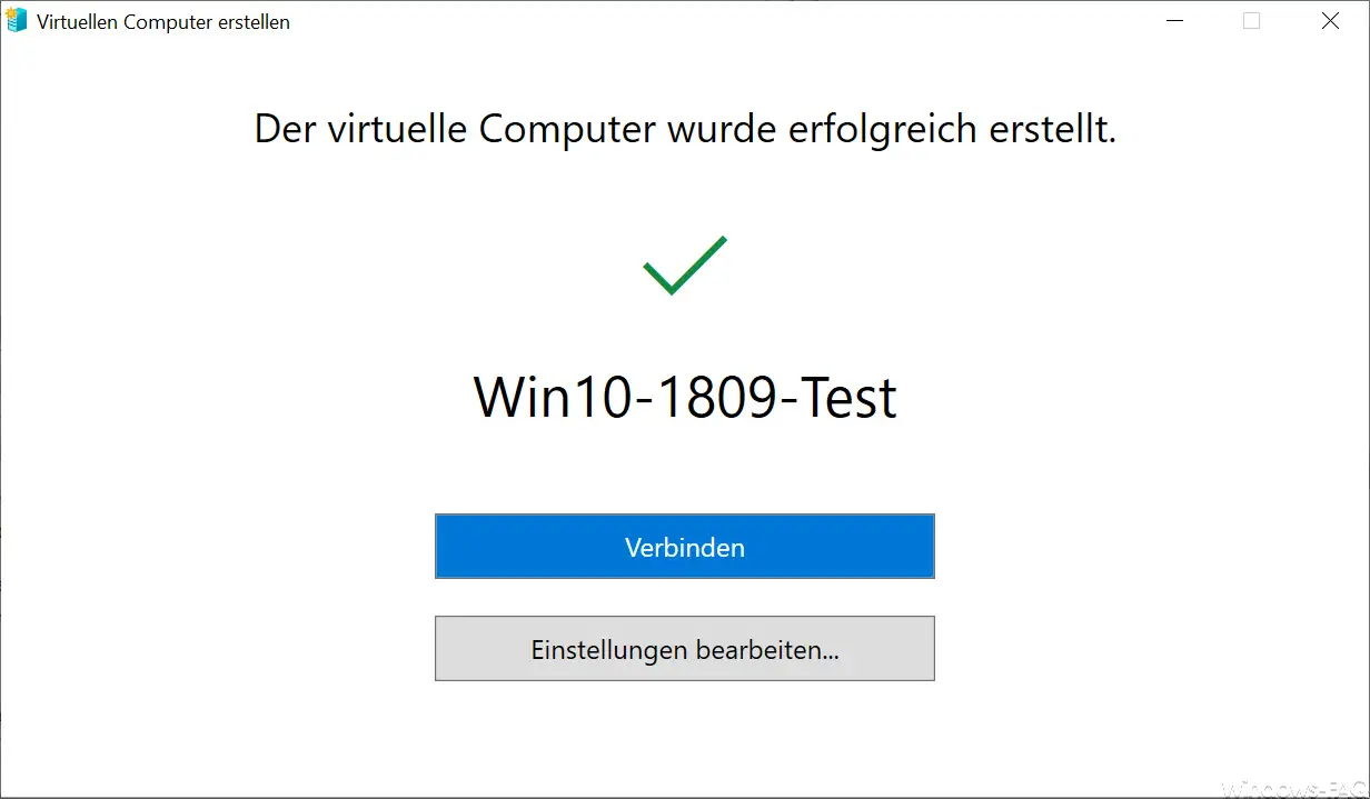 The virtual machine was created successfully.