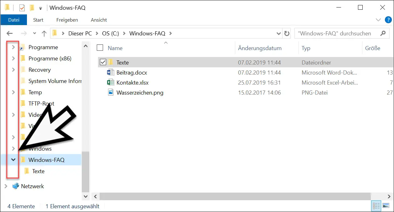 Expand folders in Windows Explorer