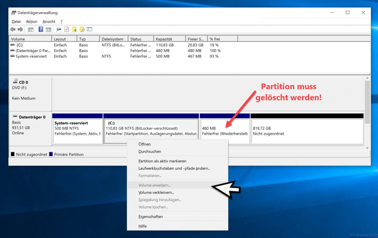 Recovery partition 480 MB