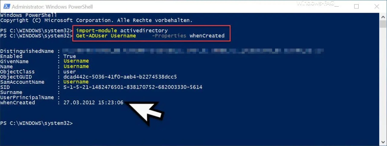 PowerShell Creation Date User Object