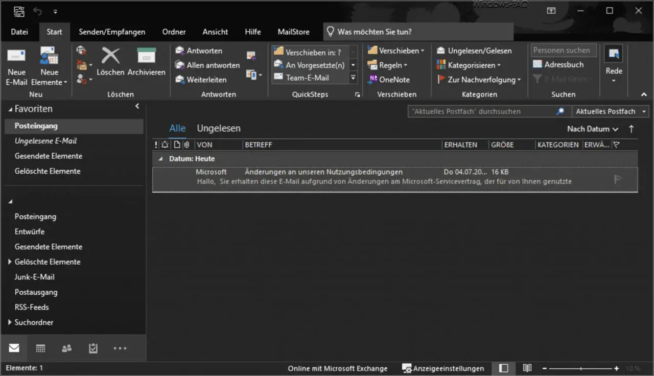 Outlook theme black