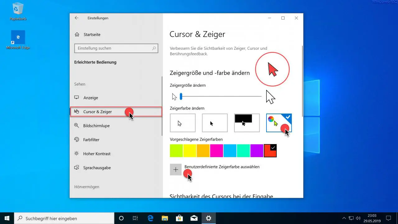 how to change cursor color in windows 10