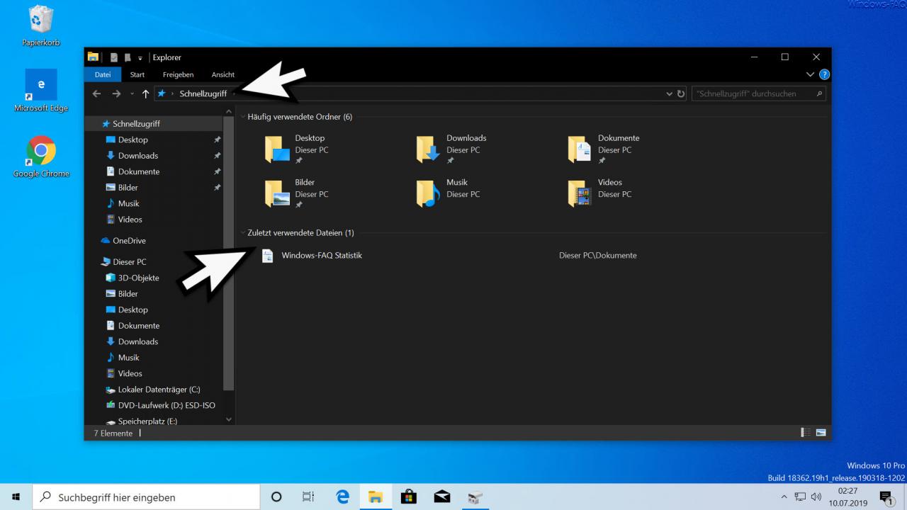 Windows Explorer shows quick access
