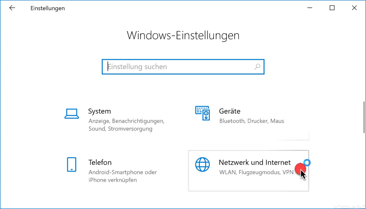 Network and Internet Windows 10