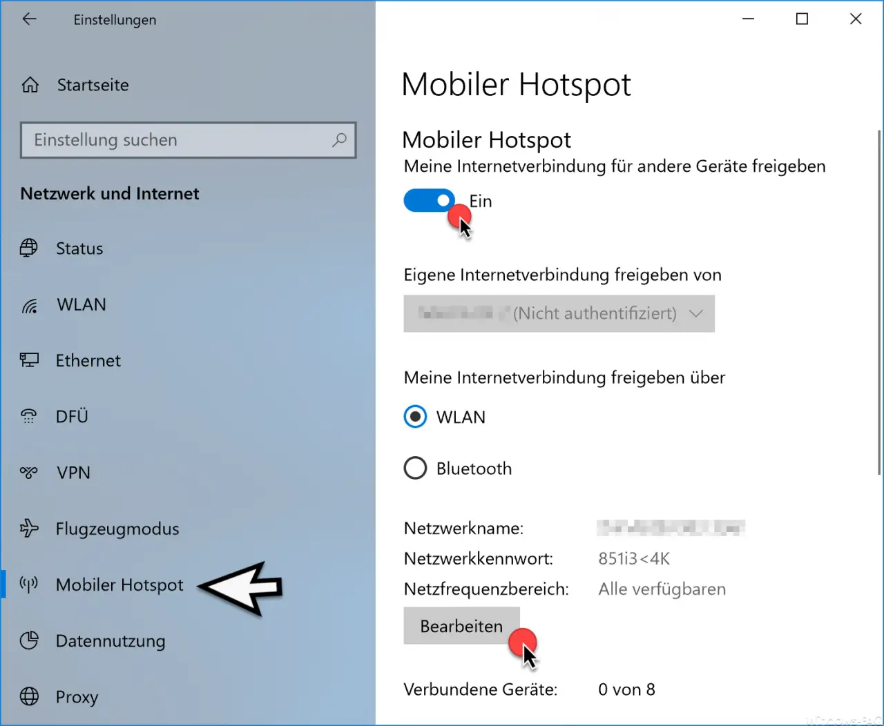 Mobile hotspot Windows 10