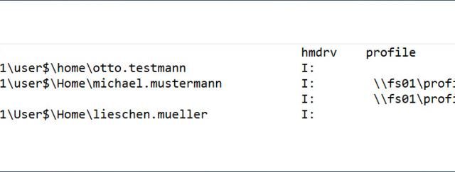 List of AD users with username, home directory, home drive and profile path