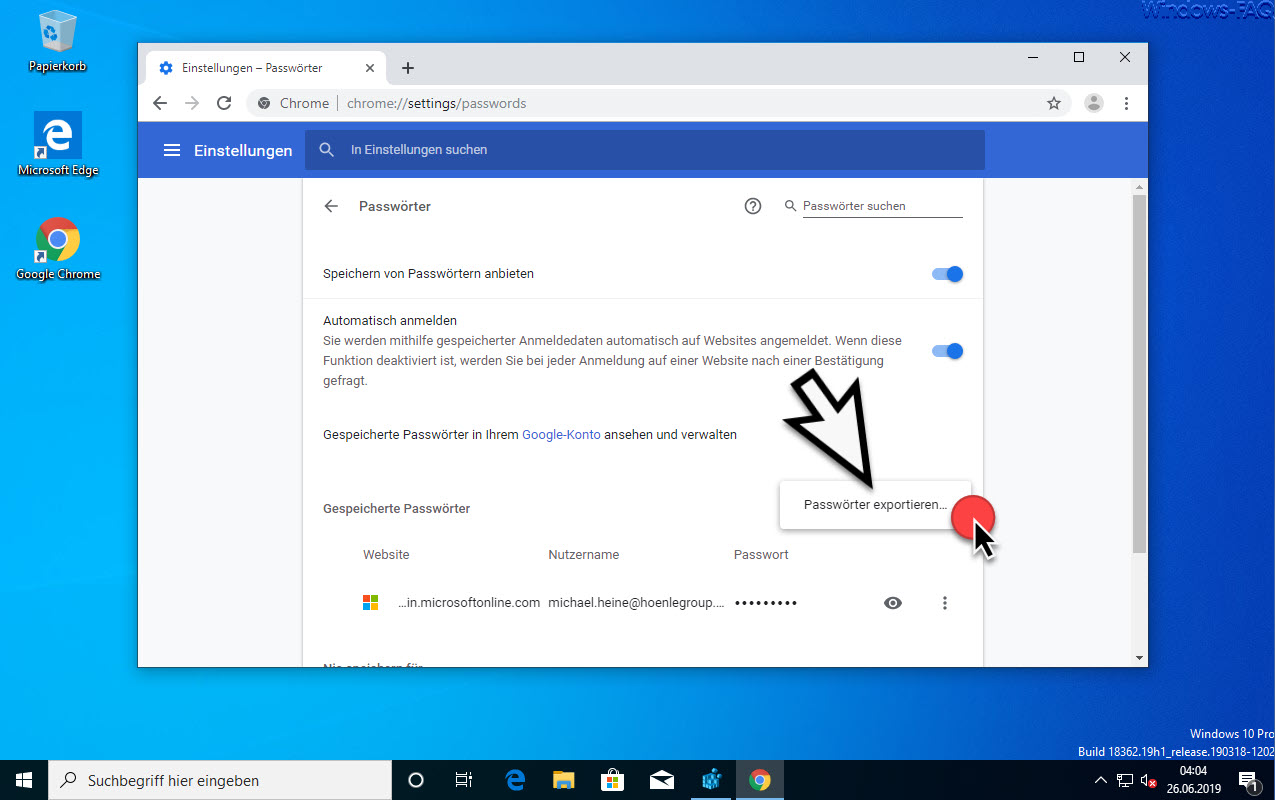 export chrome passwords windows 10