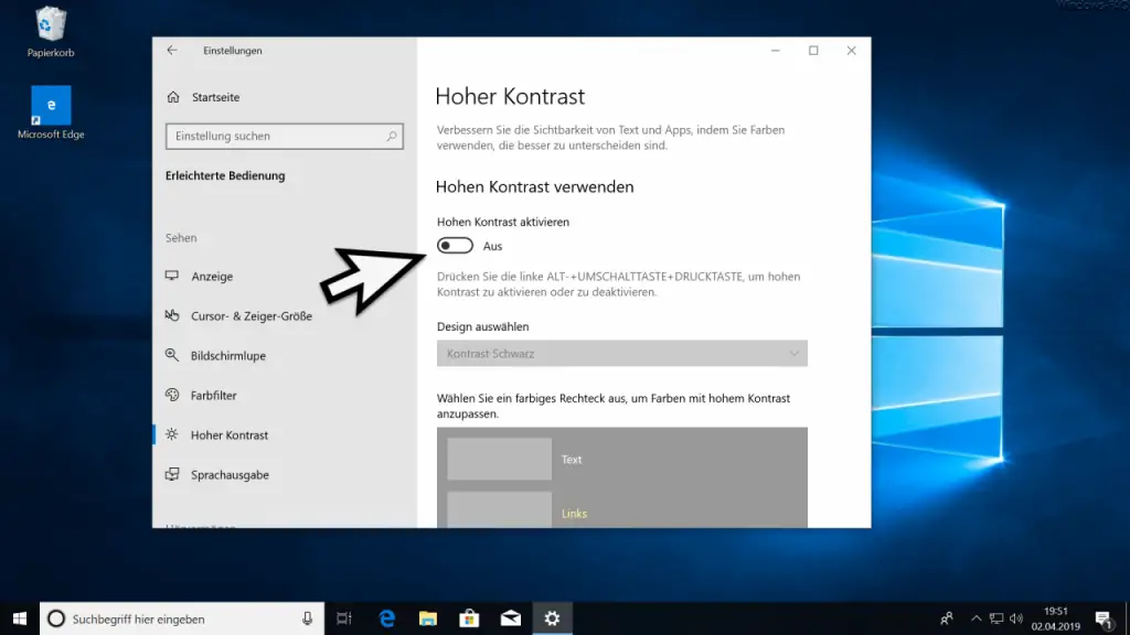 how to change contrast windows 10