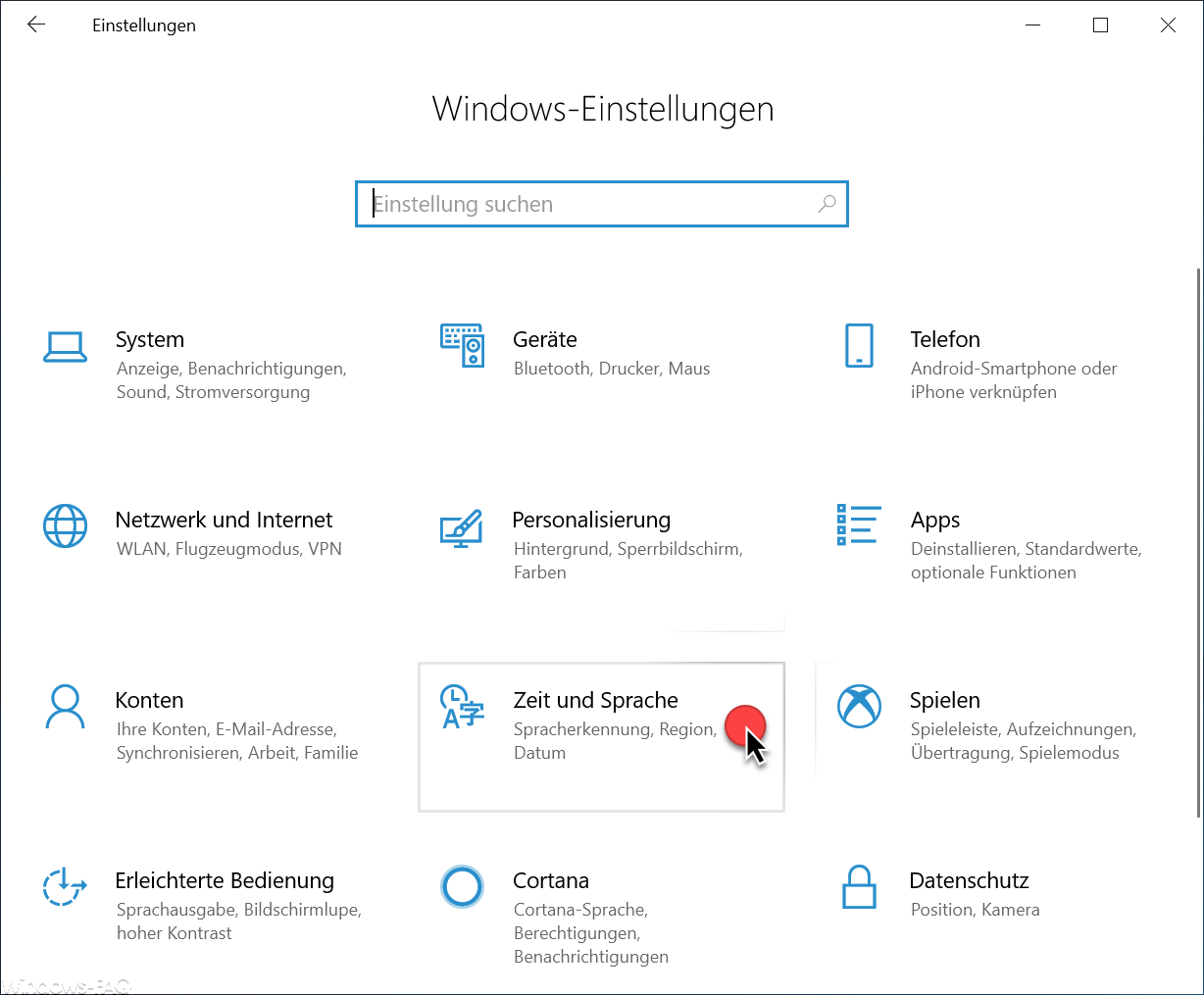 Time and language, speech recognition, region, date Windows 10