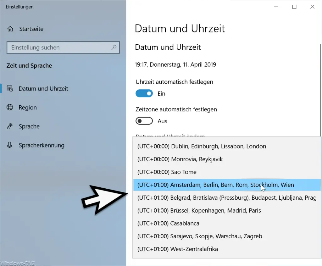 Change time zone in Windows 10 - HowPChub