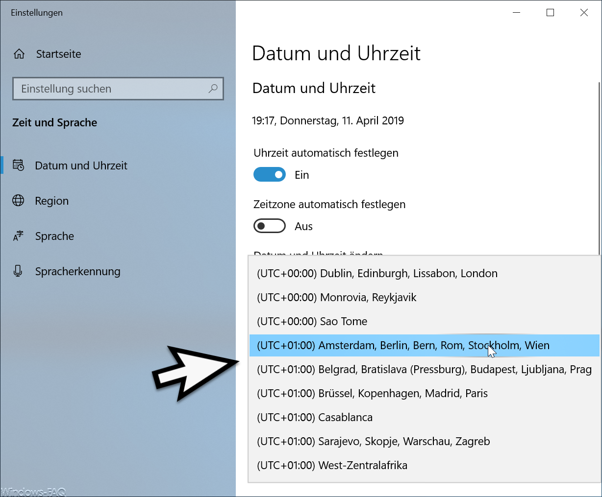 Change time zone in Windows 10 HowPChub