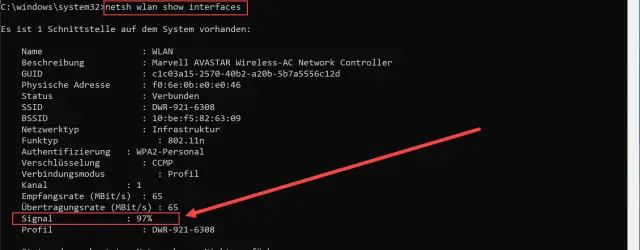 netsh wlan show interfaces