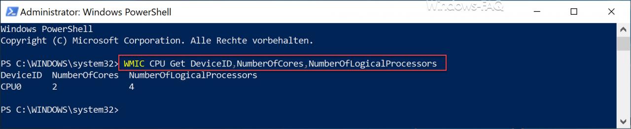 Query CPU cores via PowerShell