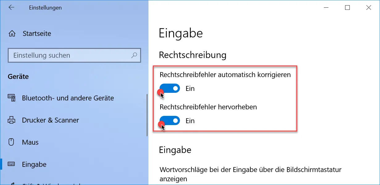 Windows 10 spelling