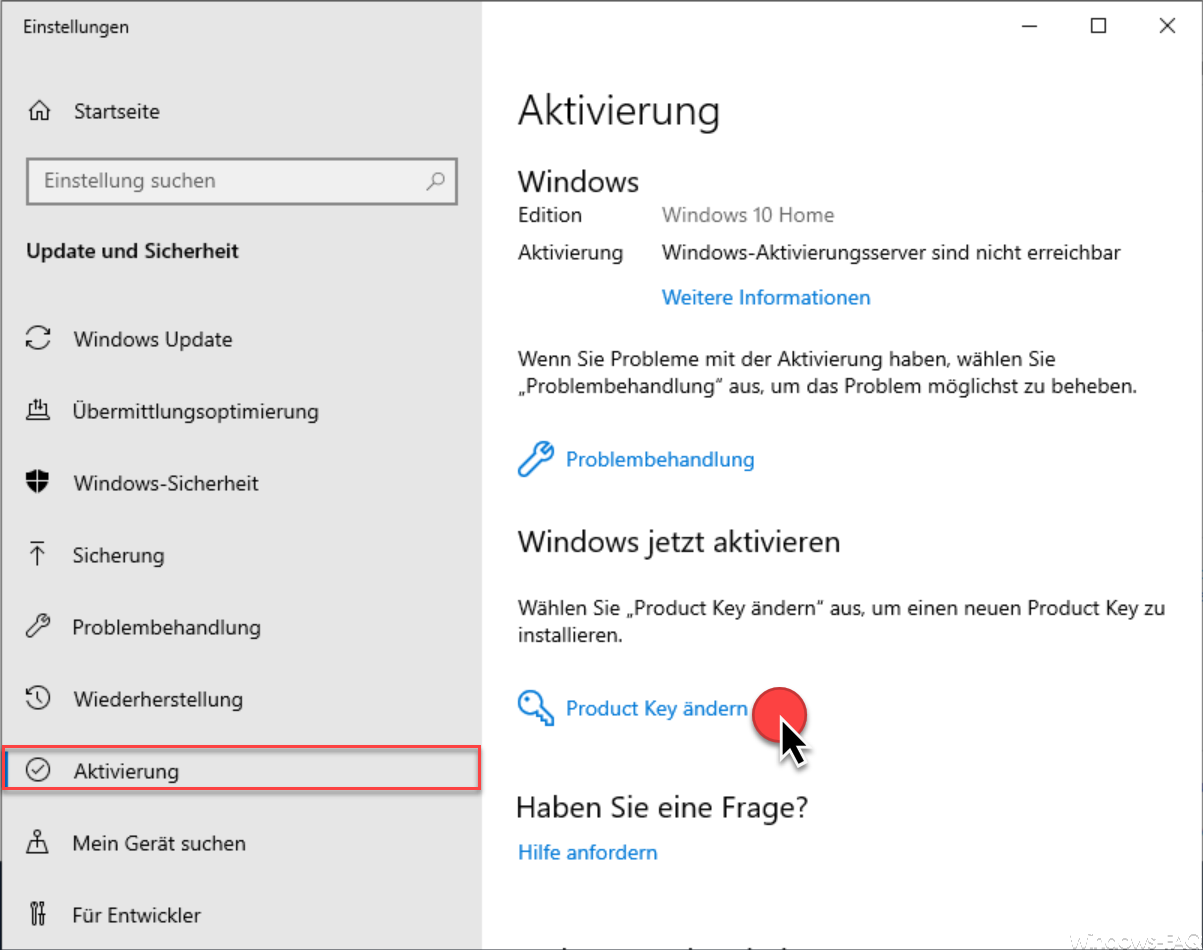 Change Windows 10 Home Product Key