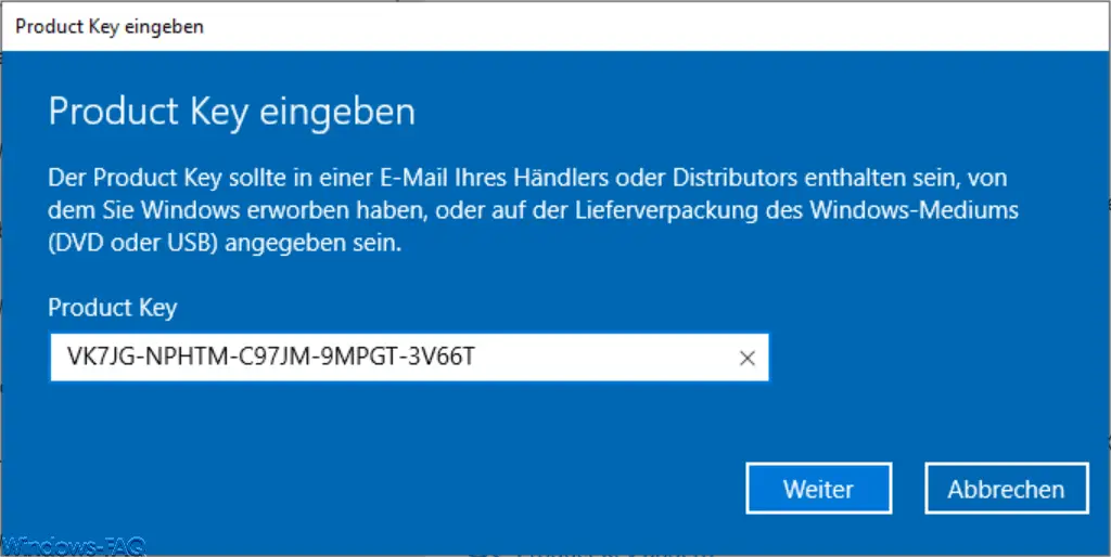 enter win 10 pro product key