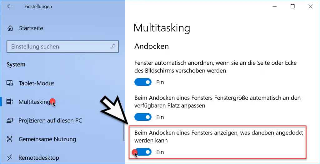 When docking windows, do not show what should be docked next to it ...