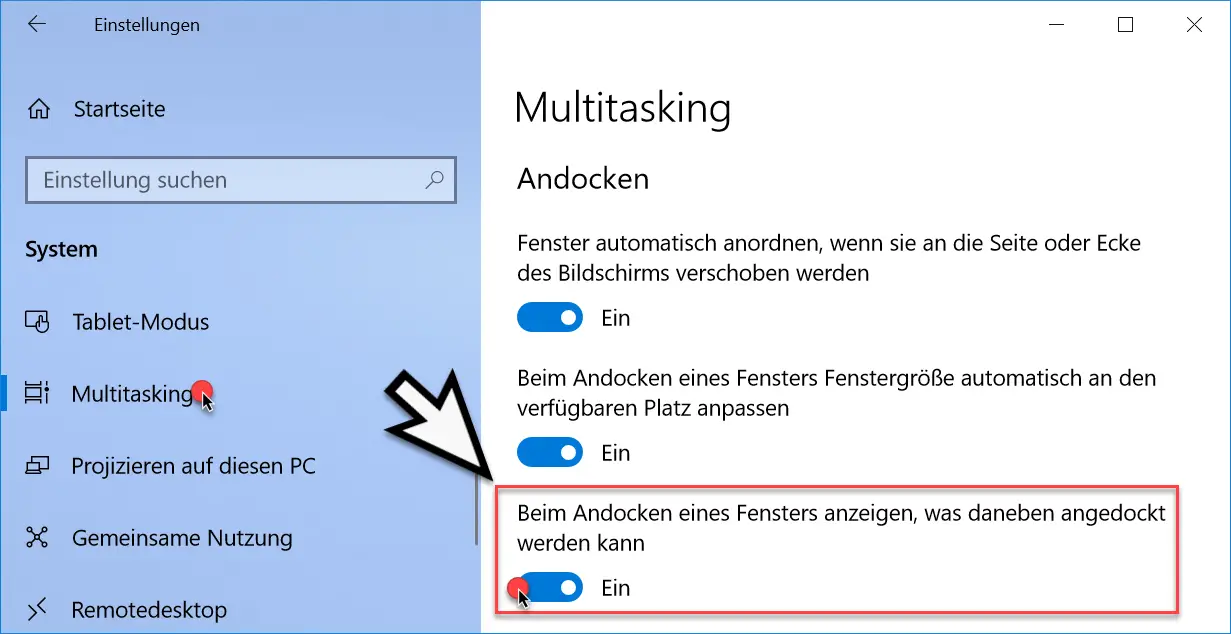 When docking a window, show what can be docked next to it