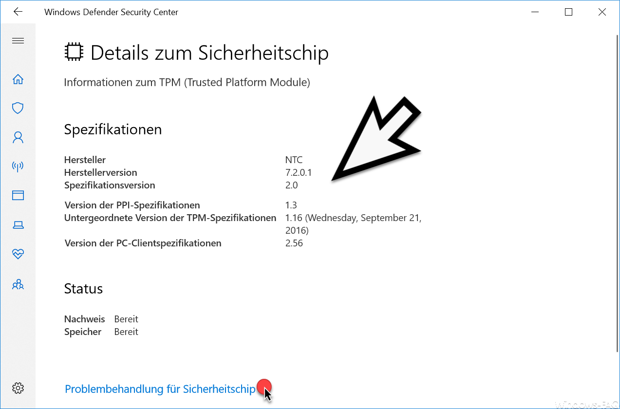 Information about the TMP security chip