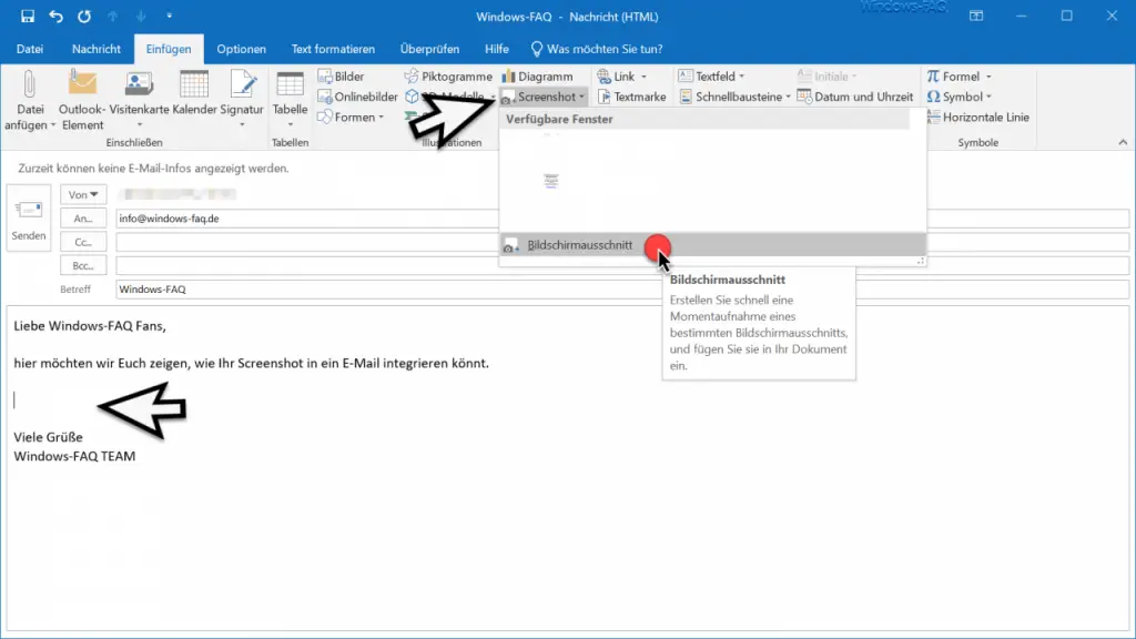 Paste screen shot (hard copy) in Outlook without any additional tool