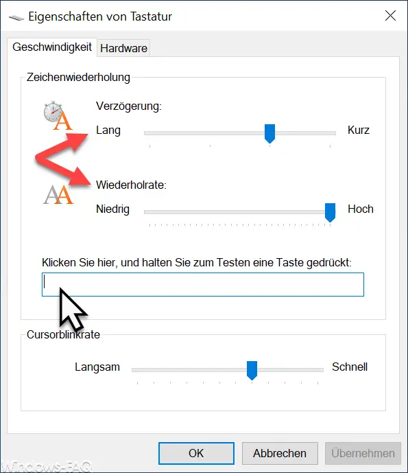 Keyboard delay and refresh rate