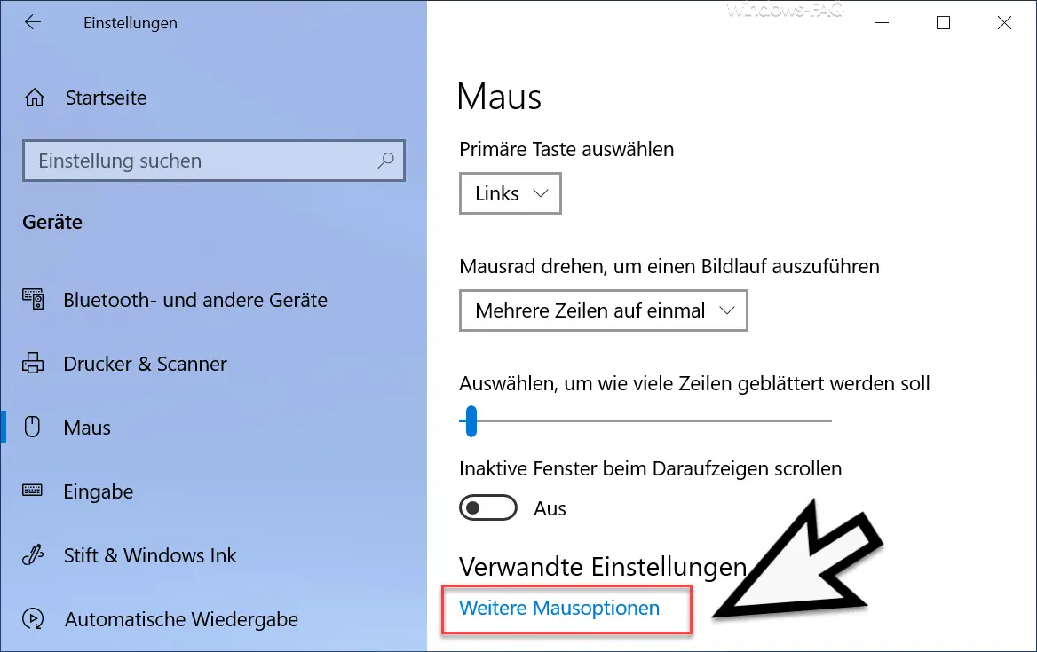 More mouse options in Windows 10 settings