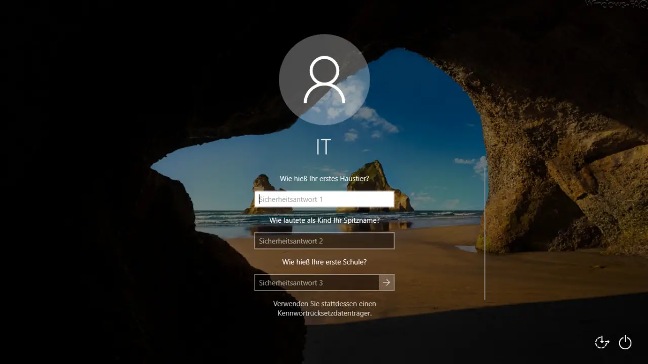 Reset Windows 10 password and answer security questions